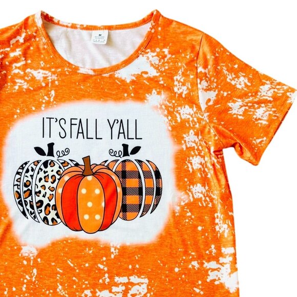 Its Fall Yall T Shirt Sz Medium Graphic Print Orange Pumpkin Design Casual Top - Picture 3 of 9